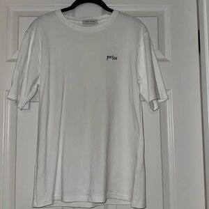 Amina Muaddi; plain White T-Shirt